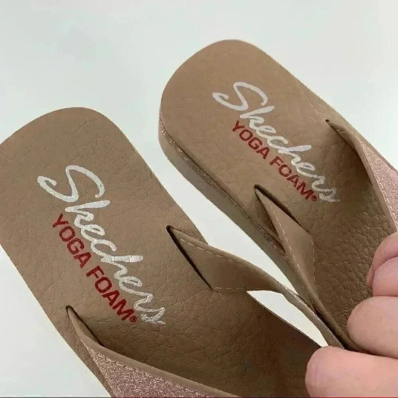 Sketchers Sandals 6 36 pink glitter yoga foam flatform flip flops vintage Y2k - Picture 10 of 12